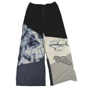 Styles Ever After Lounge Pants Womens M‎ Blue Unique Handcrafted Patchwork Beach